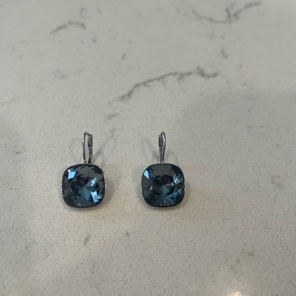 Swarovski Blue/Grey Drop Crystal Earrings